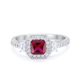 Art Deco Princess Cut Baguette Bridal Wedding Ring Round Cubic Zirconia 925 Sterling Silver