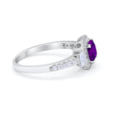 Art Deco Princess Cut Baguette Bridal Wedding Ring Round Cubic Zirconia 925 Sterling Silver