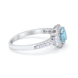 Art Deco Princess Cut Baguette Bridal Wedding Ring Round Cubic Zirconia 925 Sterling Silver