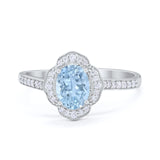 Art Deco Oval Wedding Engagement Ring Round Cubic Zirconia 925 Sterling Silver