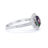 Art Deco Oval Wedding Engagement Ring Round Cubic Zirconia 925 Sterling Silver