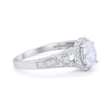 Vintage Style Oval Art Deco Engagement Ring Round Cubic Zirconia 925 Sterling Silver