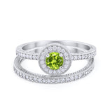 Two Piece Art Deco Engagement Bridal Set Ring Round Cubic Zirconia 925 Sterling Silver