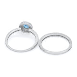 Two Piece Art Deco Engagement Bridal Set Ring Round Cubic Zirconia 925 Sterling Silver