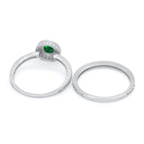 Two Piece Art Deco Engagement Bridal Set Ring Round Cubic Zirconia 925 Sterling Silver