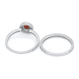 Two Piece Art Deco Engagement Bridal Set Ring Round Cubic Zirconia 925 Sterling Silver