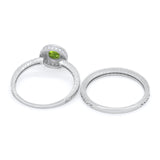 Two Piece Art Deco Engagement Bridal Set Ring Round Cubic Zirconia 925 Sterling Silver
