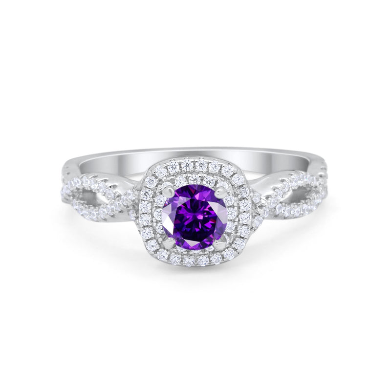 Infinity Twisted Shank Wedding Engagement Ring Round Cubic Zirconia 925 Sterling Silver