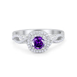 Infinity Twisted Shank Wedding Engagement Ring Round Cubic Zirconia 925 Sterling Silver