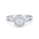 Infinity Twisted Shank Wedding Engagement Ring Round Cubic Zirconia 925 Sterling Silver