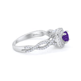 Infinity Twisted Shank Wedding Engagement Ring Round Cubic Zirconia 925 Sterling Silver