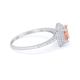 Halo Princess Cut Wedding Engagement Ring Round Cubic Zirconia 925 Sterling Silver