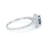 Halo Princess Cut Wedding Engagement Ring Round Cubic Zirconia 925 Sterling Silver