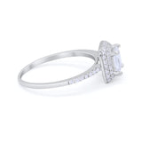 Halo Princess Cut Wedding Engagement Ring Round Cubic Zirconia 925 Sterling Silver