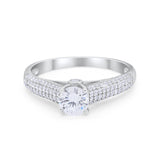 Vintage Style Art Deco Wedding Engagement Ring Round Cubic Zirconia 925 Sterling Silver