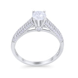 Vintage Style Art Deco Wedding Engagement Ring Round Cubic Zirconia 925 Sterling Silver