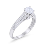 Vintage Style Art Deco Wedding Engagement Ring Round Cubic Zirconia 925 Sterling Silver