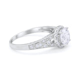 Art Deco Vintage Style Wedding Ring Simulated Cubic Zirconia 925 Sterling Silver