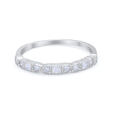 Half Eternity Wedding Band Ring Art Deco Round 925 Sterling Silver