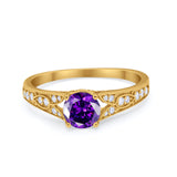 Vintage Style Art Deco Round Wedding Ring Cubic Zirconia 925 Sterling Silver