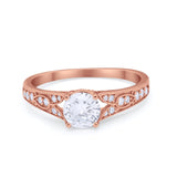 Vintage Style Art Deco Round Wedding Ring Cubic Zirconia 925 Sterling Silver