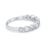 Half Eternity Art Deco Engagement Band Ring Round 925 Sterling Silver