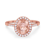 Halo Art Deco Oval Wedding Engagement Bridal Ring Round Cubic Zirconia 925 Sterling Silver