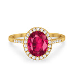Halo Art Deco Oval Wedding Engagement Bridal Ring Round Cubic Zirconia 925 Sterling Silver