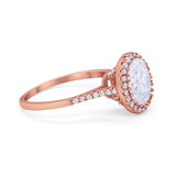 Halo Art Deco Oval Wedding Engagement Bridal Ring Round Cubic Zirconia 925 Sterling Silver