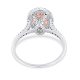 Halo Art Deco Oval Wedding Engagement Bridal Ring Round Cubic Zirconia 925 Sterling Silver