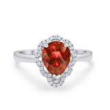 Art Deco Teardrop Pear Shape Wedding Bridal Ring Round Cubic Zirconia 925 Sterling Silver