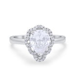 Art Deco Teardrop Pear Shape Wedding Bridal Ring Round Cubic Zirconia 925 Sterling Silver