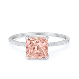 Cushion Cut Art Deco Wedding Engagement Bridal Ring Round Cubic Zirconia 925 Sterling Silver
