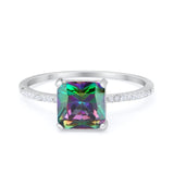 Cushion Cut Art Deco Wedding Engagement Bridal Ring Round Cubic Zirconia 925 Sterling Silver