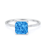 Cushion Cut Art Deco Wedding Engagement Bridal Ring Round Cubic Zirconia 925 Sterling Silver