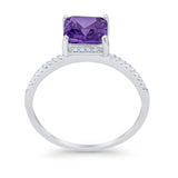 Cushion Cut Art Deco Wedding Engagement Bridal Ring Round Cubic Zirconia 925 Sterling Silver