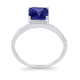 Cushion Cut Art Deco Wedding Engagement Bridal Ring Round Cubic Zirconia 925 Sterling Silver