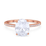 Oval Art Deco Wedding Engagement Bridal Ring Round Cubic Zirconia 925 Sterling Silver
