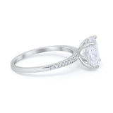 Oval Art Deco Wedding Engagement Bridal Ring Round Cubic Zirconia 925 Sterling Silver