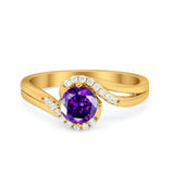 Swirl Wedding Engagement Ring Round Simulated Cubic Zirconia 925 Sterling Silver