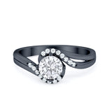 Swirl Wedding Engagement Ring Round Simulated Cubic Zirconia 925 Sterling Silver