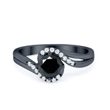 Swirl Wedding Engagement Ring Round Simulated Cubic Zirconia 925 Sterling Silver