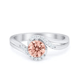 Swirl Wedding Engagement Ring Round Simulated Cubic Zirconia 925 Sterling Silver