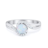 Swirl Wedding Engagement Ring Round Simulated Cubic Zirconia 925 Sterling Silver