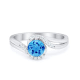Swirl Wedding Engagement Ring Round Simulated Cubic Zirconia 925 Sterling Silver