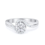 Swirl Wedding Engagement Ring Round Simulated Cubic Zirconia 925 Sterling Silver