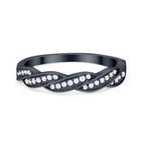 Art Deco Half Eternity Twisted Band Ring Round 925 Sterling Silver