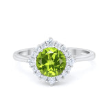 Halo Wedding Engagement Bridal Ring Round Simulated Cubic Zirconia 925 Sterling Silver