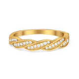 Art Deco Half Eternity Twisted Band Ring Round 925 Sterling Silver