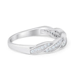 Art Deco Half Eternity Twisted Band Ring Round 925 Sterling Silver